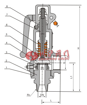 彈簧微啟式安全閥結(jié)構(gòu)圖