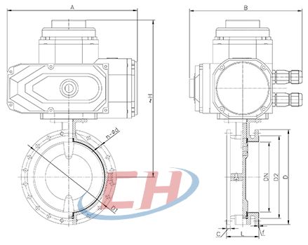 電動襯F46法蘭蝶閥結(jié)構(gòu)圖