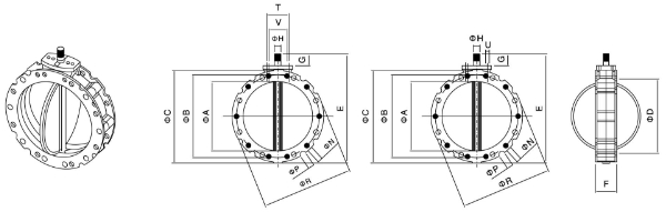 電動(dòng)粉體蝶閥雙法蘭結(jié)構(gòu)圖