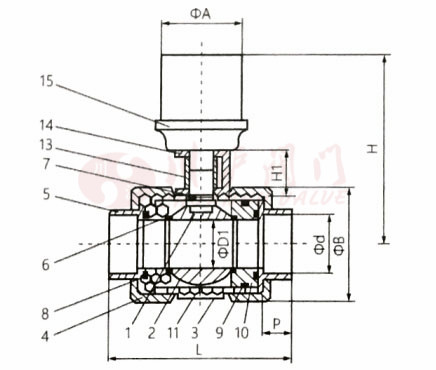 電動塑料球閥結(jié)構(gòu)圖