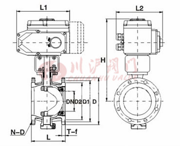 電動(dòng)V型開(kāi)關(guān)球閥結(jié)構(gòu)圖