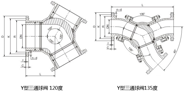 電動(dòng)三通Y型球閥結(jié)構(gòu)圖