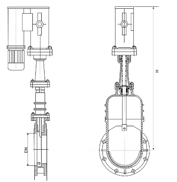 電液動暗桿刀型閘閥結(jié)構(gòu)圖
