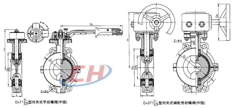 襯氟對(duì)夾蝶閥結(jié)構(gòu)圖