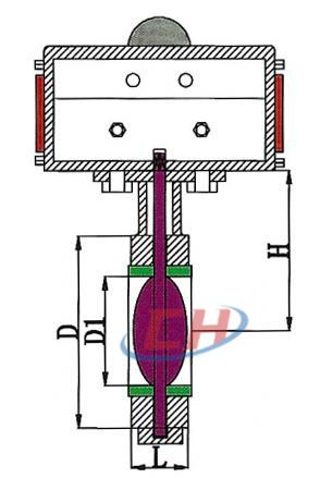 氣動衛(wèi)生級對夾蝶閥結(jié)構(gòu)圖