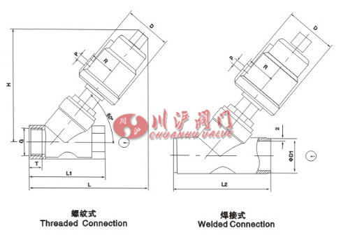 氣動角座閥不銹鋼結(jié)構(gòu)圖