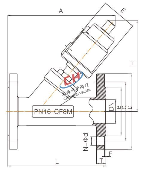 P3法蘭氣動角座閥結(jié)構(gòu)圖