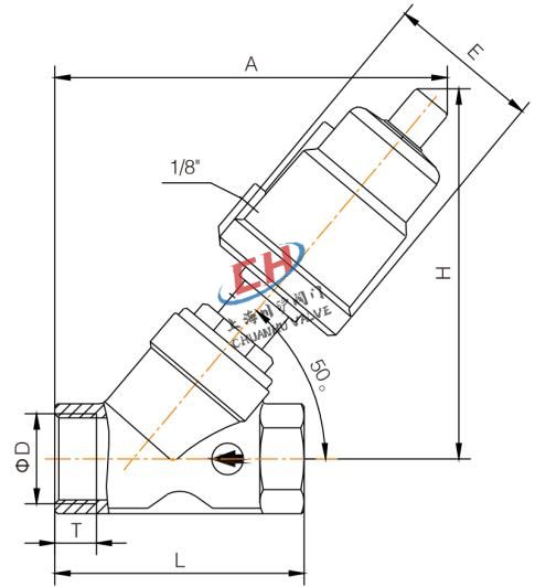 P3內(nèi)螺紋氣動角座閥結(jié)構(gòu)圖