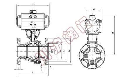 氣動法蘭球閥 結(jié)構(gòu)圖