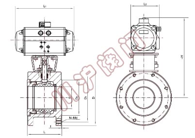 氣動(dòng)對(duì)夾球閥 結(jié)構(gòu)圖
