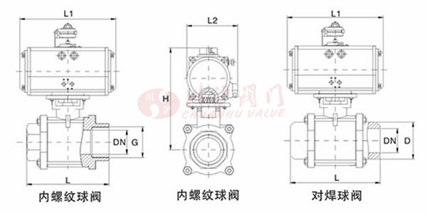 氣動(dòng)內(nèi)螺紋球閥結(jié)構(gòu)圖