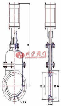 氣動暗桿刀閘閥 結(jié)構(gòu)圖