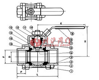 三片式焊接球閥結構圖