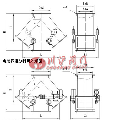 電動(dòng)三通分料閥 結(jié)構(gòu)圖