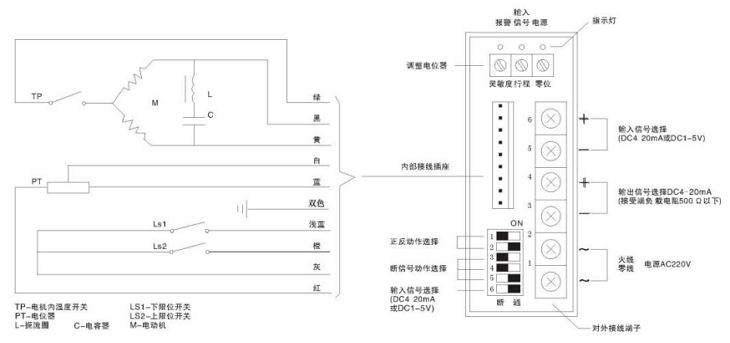 電動小流量調(diào)節(jié)閥（單項(xiàng)AC220V）接線圖